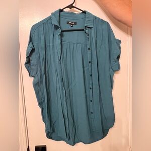 Madewell Green Short Sleeve Button Down Shirt